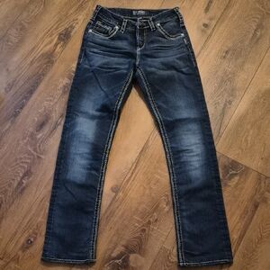 Silver Jeans Dark Blue Suki High Straight